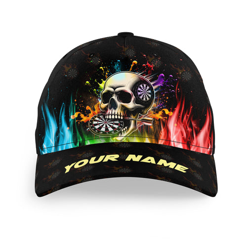 Personalized Funny 3D Skull Baseball Darts Caps Custom Name Colorful Fire Darts Hat Gifts TDM2241