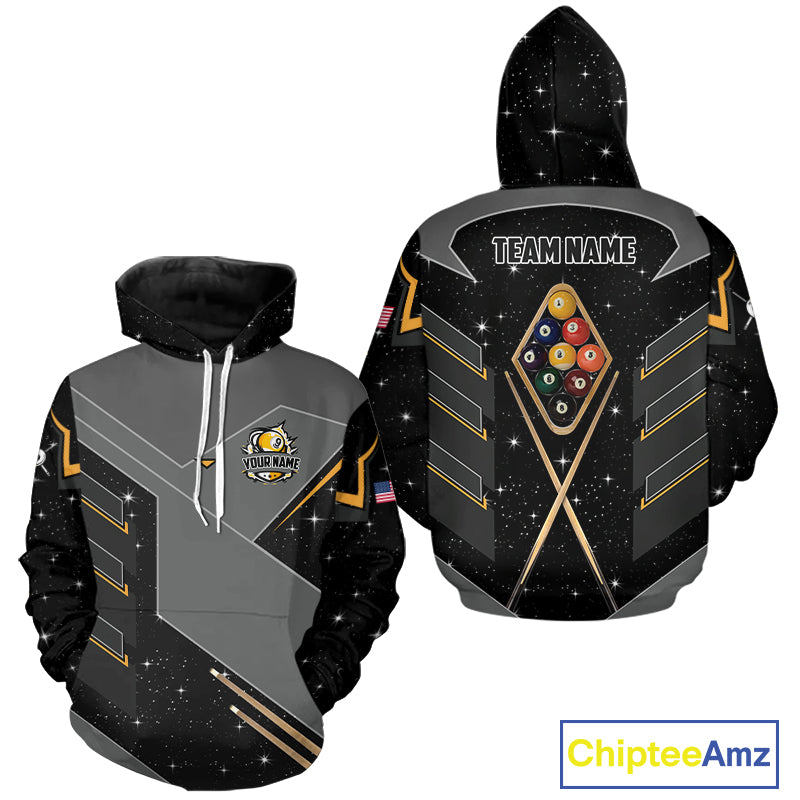 Personalized 9 Ball Pool Billiard Hoodie For Men And Women Custom 9 Ball Billiards Team Shirt TDM0589