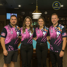 Load image into Gallery viewer, Personalized Pink Black Billiard Shirt For Men Custom 8 Ball Pool Billiard Jersey Polo &amp; 1/4 Zip TDM5472