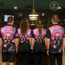 Load image into Gallery viewer, Personalized Pink Black Billiard Shirt For Men Custom 8 Ball Pool Billiard Jersey Polo &amp; 1/4 Zip TDM5472