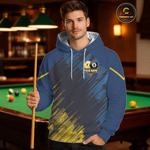 Load image into Gallery viewer, Personalized Blue Yellow 8 Ball &amp; 9 Ball Pool Hoodie For Men Women Custom Billiard Hoodie Jersey TDM5745
