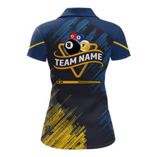 Load image into Gallery viewer, Personalized Blue Yellow 8 Ball &amp; 9 Ball Pool Polo &amp; 1/4 Zip For Women Custom Team Billiard Jersey TDM5745
