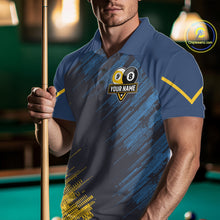 Load image into Gallery viewer, Personalized Blue Yellow 8 Ball &amp; 9 Ball Pool Polo &amp; 1/4 Zip For Men Custom Team Billiard Jersey TDM5745