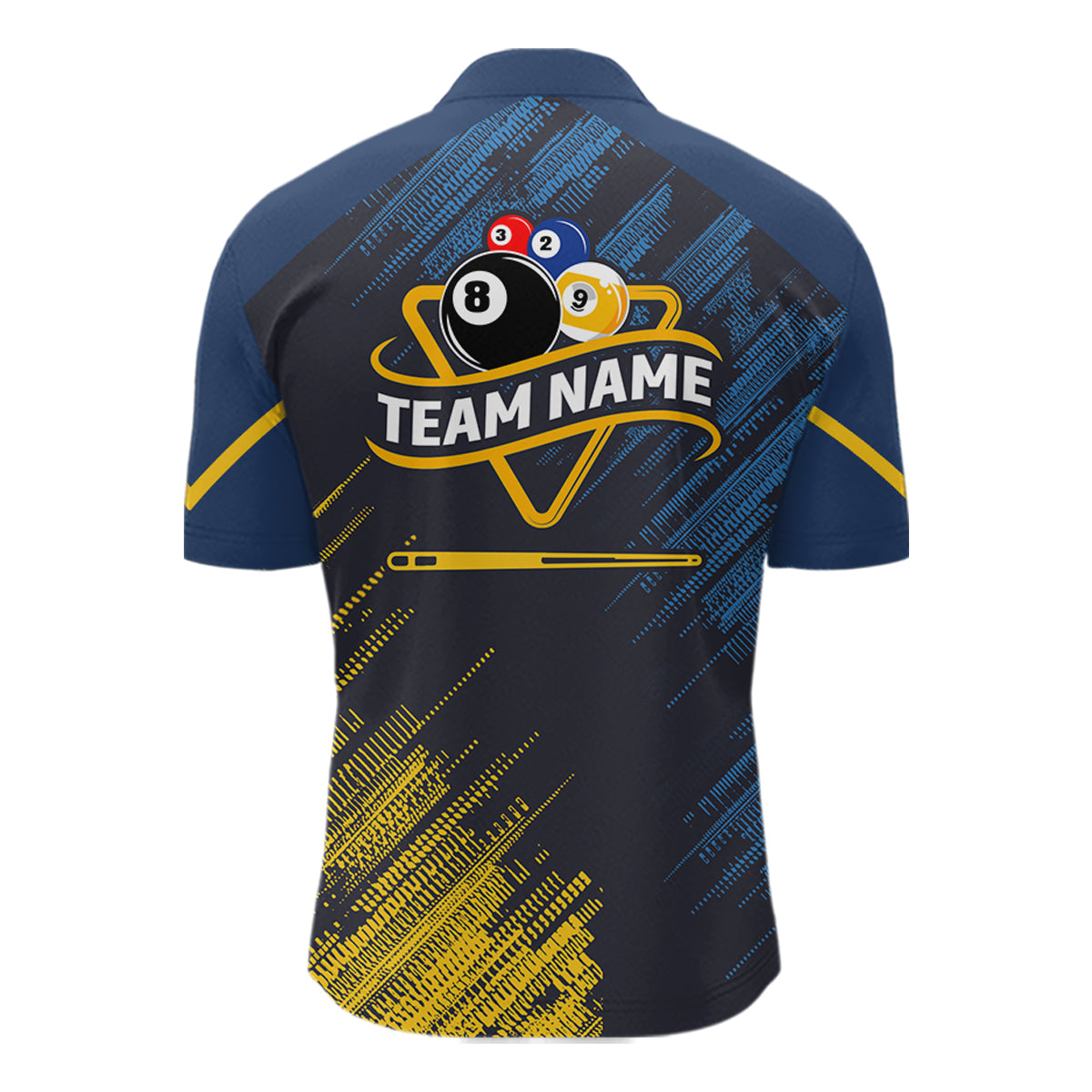 Personalized Blue Yellow 8 Ball & 9 Ball Pool Polo & 1/4 Zip For Men Custom Team Billiard Jersey TDM5745