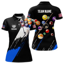 Load image into Gallery viewer, Personalized Black Blue 3D Pool Balls Billiard Shirts For Women Custom Team 8 Ball Billiard Jerseys TDM3575