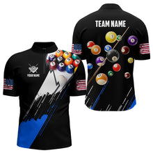 Load image into Gallery viewer, Personalized Black Blue 3D Pool Balls Billiard Shirts For Men Custom Team 8 Ball Billiard Jerseys TDM3575