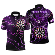 Load image into Gallery viewer, Personalized Thunder Lightning Eagle Purple Darts Shirt Polo &amp; Quarter Zip For Men Dart Team Jersey TDM3578