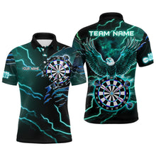 Load image into Gallery viewer, Personalized Thunder Lightning Eagle Turquoise Darts Shirt Polo &amp; Quarter Zip For Men Dart Jerseys TDM3579