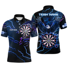 Load image into Gallery viewer, Personalized Thunder Lightning Eagle Blue Darts Shirt Polo &amp; Quarter Zip For Men Dart Team Jersey TDM3580
