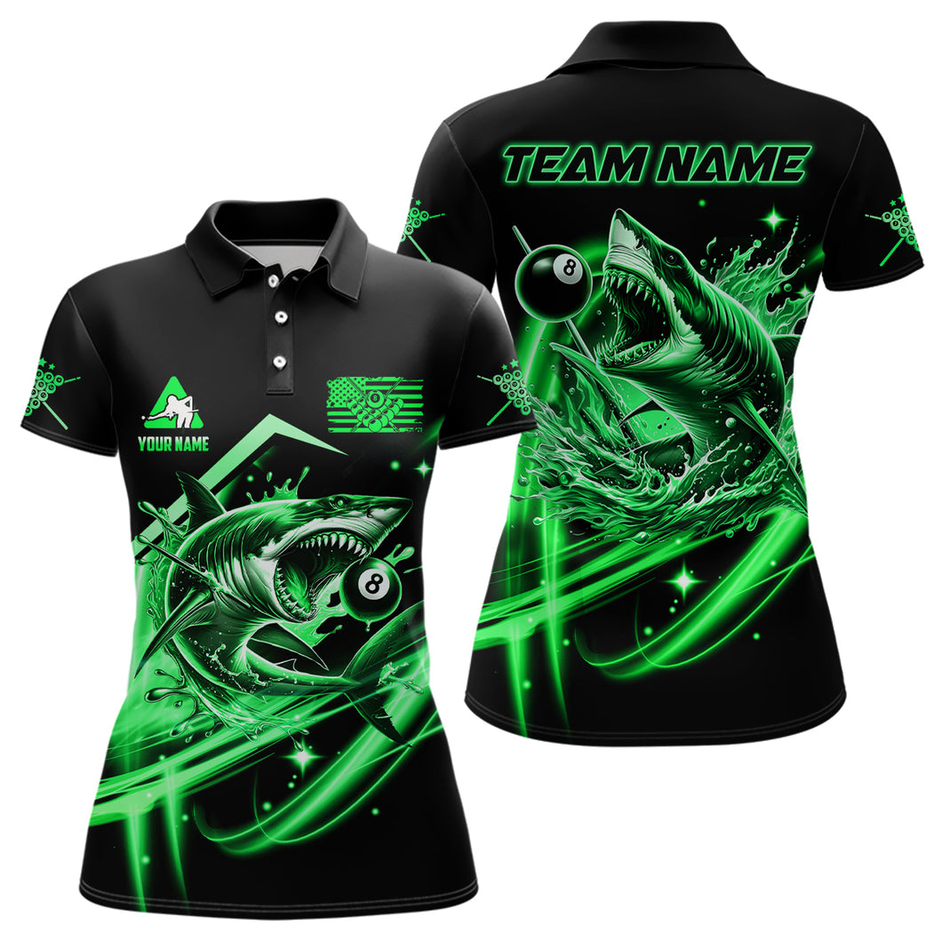Green 8 Ball Pool Billiard Shark Polo & Quarter Zip For Women Custom Team League Billiard Jersey TDM3732