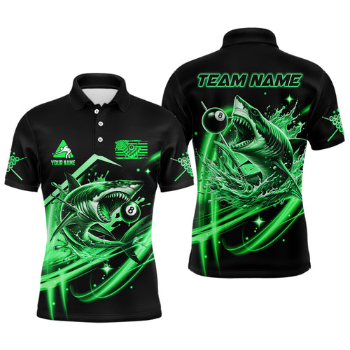 Green 8 Ball Pool Billiard Shark Polo & Quarter Zip For Men Custom Team League Billiard Jersey TDM3732