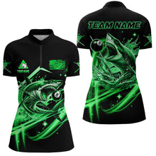 Load image into Gallery viewer, Green 8 Ball Pool Billiard Shark Polo &amp; Quarter Zip For Women Custom Team League Billiard Jersey TDM3732