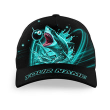Load image into Gallery viewer, Personalized Turquoise 8 Ball Shark Billiard Hats For Pool Player Custom 3D Billiard Baseball Caps TDM3733