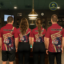 Load image into Gallery viewer, Red Funny 8 Ball Pool Billiard Shirt For Men Custom Gold Billiard Team Jersey Polo &amp; 1/4 Zip TDM6354