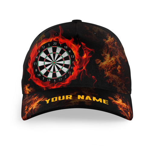 Personalized Fire Flame Dartboard 3D Printed Darts Hat, Custom Adjustable Baseball Darts Caps TDM1626