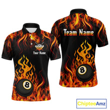 Load image into Gallery viewer, Billiard Fire 8 Ball Flame Custom Men&#39;s Billiard Shirts, Billiard Team Pool Jerseys |Orange TDM4011