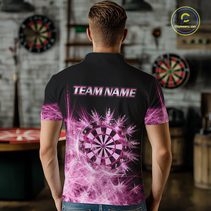 Pink Icy Light Darts Polo & Quarter Zip Shirts For Men Custom Dart Shirts For Team Darts Jerseys TDM7270
