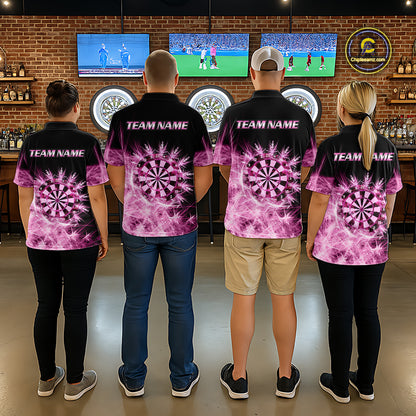 Pink Icy Light Darts Polo & Quarter Zip Shirts For Men Custom Dart Shirts For Team Darts Jerseys TDM7270