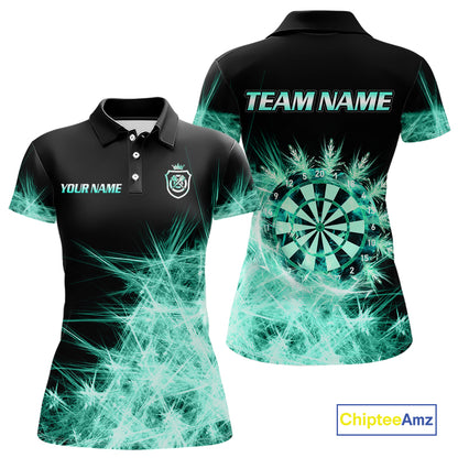Teal Icy Light Darts Polo & Quarter Zip Shirts For Women Custom Dart Shirts For Team Darts Jerseys TDM7271
