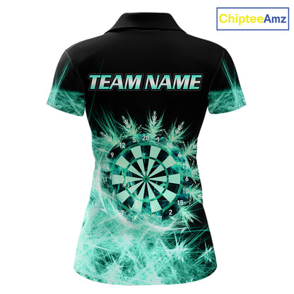 Teal Icy Light Darts Polo & Quarter Zip Shirts For Women Custom Dart Shirts For Team Darts Jerseys TDM7271