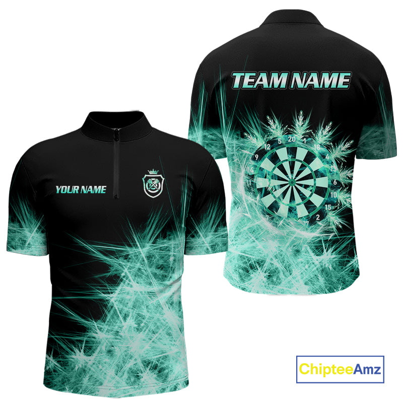 Teal Icy Light Darts Polo & Quarter Zip Shirts For Men Custom Dart Shirts For Team Darts Jerseys TDM7271