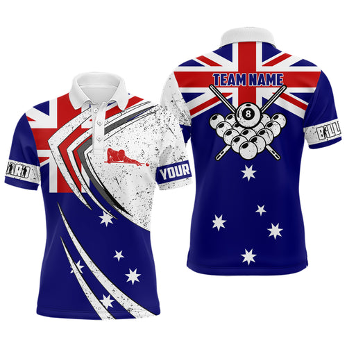 Personalized Billiard Balls Australia Flag Men Polo Shirts Custom Patriotic Billiard Player Outfit TDM0596