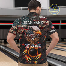 Load image into Gallery viewer, Vintage American Flag Bowling Shirt For Men Custom Eagle Bowling Team Jersey Polo &amp; 1/4 Zip TDM6107