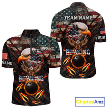Load image into Gallery viewer, Vintage American Flag Bowling Shirt For Men Custom Eagle Bowling Team Jersey Polo &amp; 1/4 Zip TDM6107