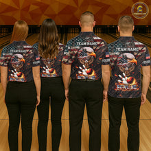 Load image into Gallery viewer, American Flag Flame Eagle Bowling Shirt For Men Custom Patriotic Bowling Jersey Polo &amp; 1/4 Zip TDM6108