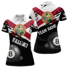 Load image into Gallery viewer, Personalized Grunge Florida Flag 8 Ball Billiard Shirts For Women Custom Patriotic Billiard Jerseys TDM2044
