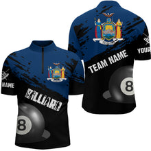 Load image into Gallery viewer, Personalized Grunge New York Flag 8 Ball Billiard Shirts For Men Custom Patriotic Billiard Jerseys TDM2045