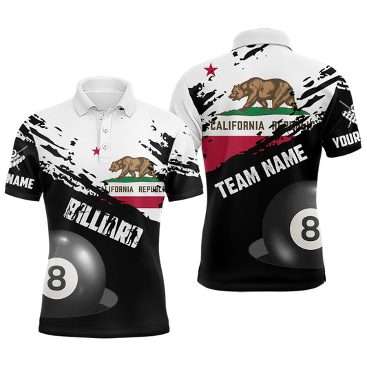 Personalized Grunge California Flag 8 Ball Billiard Shirts For Men Custom Patriotic Billiard Jersey TDM2046