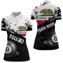 Load image into Gallery viewer, Personalized Grunge California Flag 8 Ball Billiard Shirts For Women Custom Patriotic Billiard Jersey TDM2046