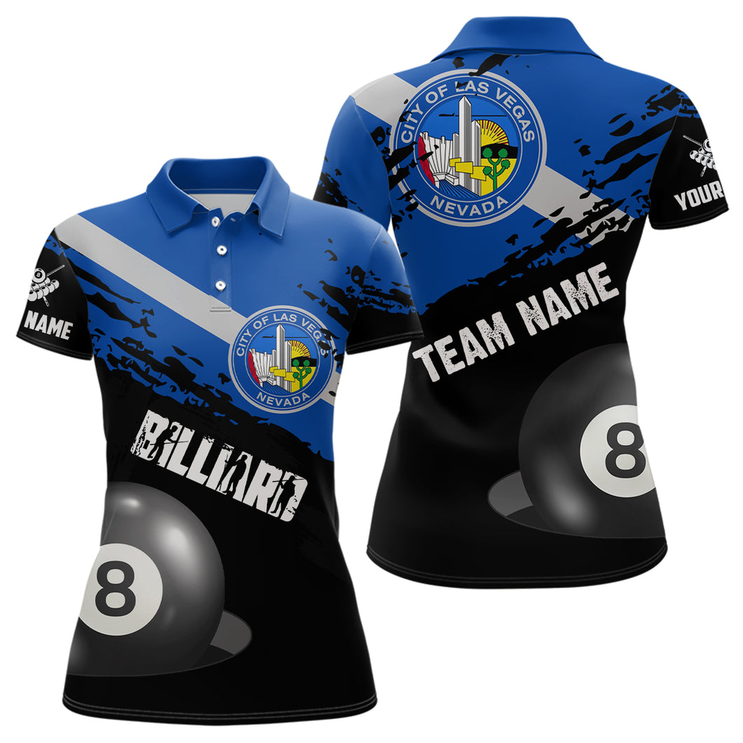 Personalized Grunge Las Vegas Flag 8 Ball Billiard Shirts For Women Custom Patriotic Billiard Jerseys TDM2047