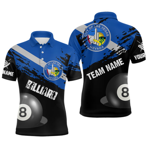 Personalized Grunge Las Vegas Flag 8 Ball Billiard Shirts For Men Custom Patriotic Billiard Jerseys TDM2047