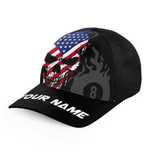 Load image into Gallery viewer, American Flag Skull 8 Ball Billiard Cap For Pool Player Custom Patriotic Billiard Hats TDM4597