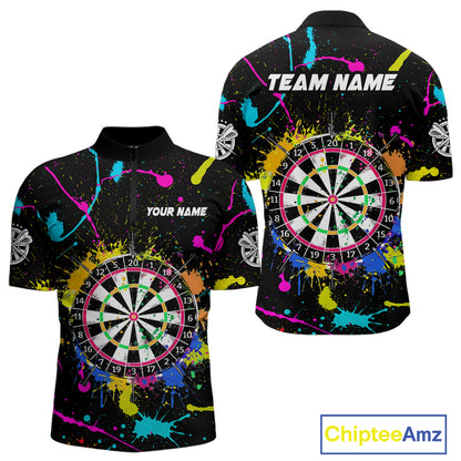 Funny Colorful Paint Darts Jersey For Men Custom Polo & Quarter Zip Darts Team Shirts Outfit TDM4602