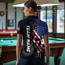 Load image into Gallery viewer, Grunge American Flag Skull 8 Ball Pool Custom Women Billiard Shirts, Patriotic Billiard Team Jerseys  TDM3249
