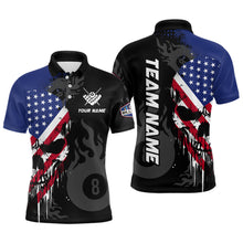 Load image into Gallery viewer, Grunge American Flag Skull 8 Ball Pool Custom Men Billiard Shirts, Patriotic Billiard Team Jerseys  TDM3249