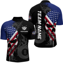 Load image into Gallery viewer, Grunge American Flag Skull 8 Ball Pool Custom Men Billiard Shirts, Patriotic Billiard Team Jerseys  TDM3249