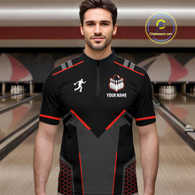Load image into Gallery viewer, Personalized Bowling Jersey For Men Custom Black And Red Bowling Team Shirt Polo &amp; 1/4 Zip TDM6116