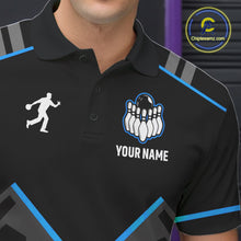 Load image into Gallery viewer, Personalized Bowling Jersey For Men Custom Black And Blue Bowling Team Shirt Polo &amp; 1/4 Zip TDM6117