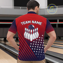 Load image into Gallery viewer, American Flag Bowling Jersey For Men, Custom Patriotic Bowling League Team Shirts Polo &amp; 1/4 Zip TDM6544