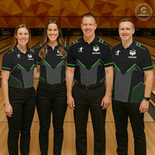 Load image into Gallery viewer, Personalized Bowling Jersey For Women, Custom Black And Green Bowling Team Shirt Polo &amp; 1/4 Zip TDM6546