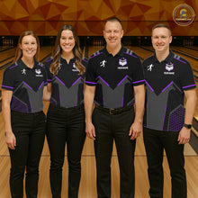 Load image into Gallery viewer, Personalized Bowling Jersey For Women, Custom Black And Purple Bowling Team Shirt Polo &amp; 1/4 Zip TDM6547