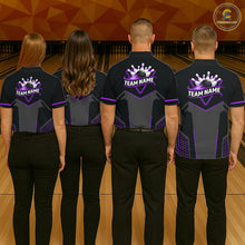 Load image into Gallery viewer, Personalized Bowling Jersey For Women, Custom Black And Purple Bowling Team Shirt Polo &amp; 1/4 Zip TDM6547