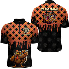 Load image into Gallery viewer, Personalized Orange Black Funny Turkey Pumpkin Dart Shirts For Men, Thanksgiving Dart Jerseys Gift TDM3016