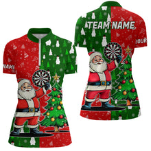 Load image into Gallery viewer, Red And Green Darts Santa Christmas Polo &amp; Quarter-Zip Shirts For Women Custom Funny Xmas Dart Shirts TDM3021