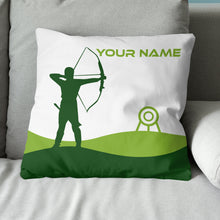 Load image into Gallery viewer, Custom Green White Archery Men Player Pillow, Archery Decorative Pillows TDM0765