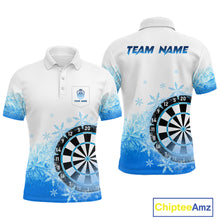 Load image into Gallery viewer, Blue Icy Frozen Darts Shirts With Pocket For Men Custom Darts Team Jerseys TDM4035